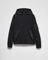 Prada Men's Tonal Cotton And Nylon Hoodie In Black/black