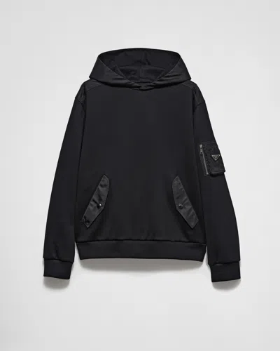 PRADA COTTON FLEECE AND RE-NYLON HOODIE