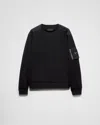 Prada Cotton Fleece And Re-nylon Sweatshirt In Black/black