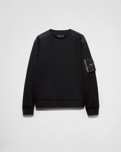 PRADA SWEATSHIRT AUS BAUMWOLLFLEECE UND RE-NYLON