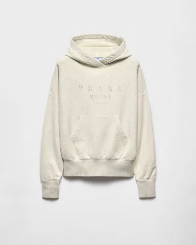 Prada Cotton Fleece Hoodie In Brown