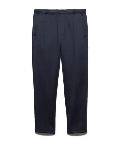 Prada Cotton Fleece Pants With Re-nylon Details In Blue