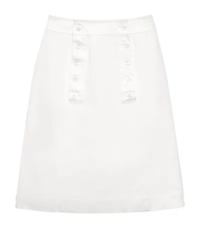 Prada Cotton Gabardine Midi Skirt In Neutral