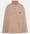 Prada Funnel-neck Cotton Sweatshirt In Beige