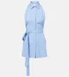 Prada Halter Neck Striped Poplin Mini Dress