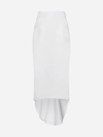 PRADA COTTON HIGH-LOW MIDI SKIRT