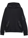 Prada Men's Tonal Cotton And Nylon Hoodie In Black