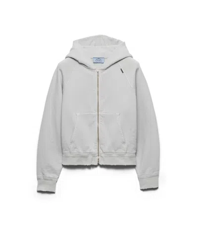 Prada Kapuzenjacke Aus Baumwolle In Gray