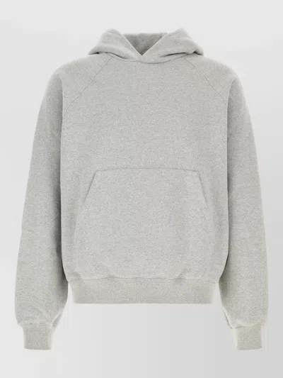 Prada Cotton Hoodie Relaxed Fit Kangaroo Pocket In Gray