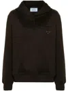Prada Cotton Hoodie With Triangle Logo In Brown
