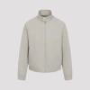 Prada Cotton Jacket High Collar Buttoned Cuffs In Gray