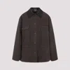Prada Canvas Cotton Jacket Leather Collar In Brown