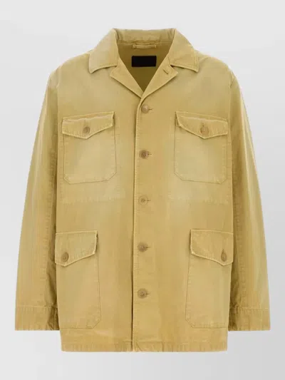 Prada Cotton Jacket Collared Design Four Pockets In Multi