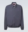 Prada Embroidered-logo Jacket In Gray