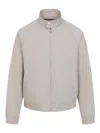 Prada Cotton Jacket High Collar Buttoned Cuffs In Gray