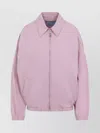 Prada Cotton Jacket With Pointed Collar And Pockets In Pink