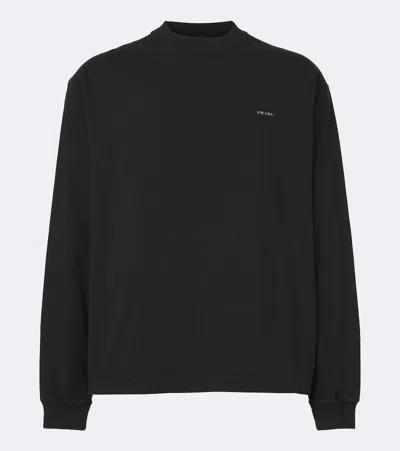 Prada Cotton Jersey Sweatshirt In Black
