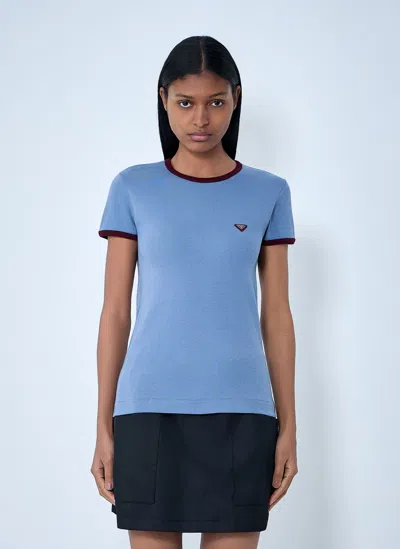 Prada Cotton Jersey T-shirt In Blue