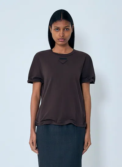Prada Cotton Jersey T-shirt In Brown