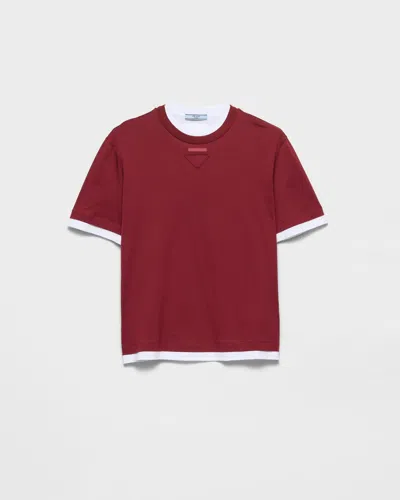 Prada Cotton Jersey T-shirt In Red