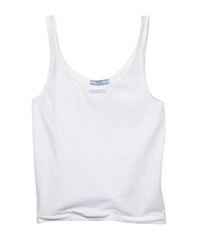 Prada Cotton Jersey Tank Top In White