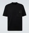 Prada Mens Black Re-nylon Logo-plaque Cotton-jersey T-shirt Xxl In Black