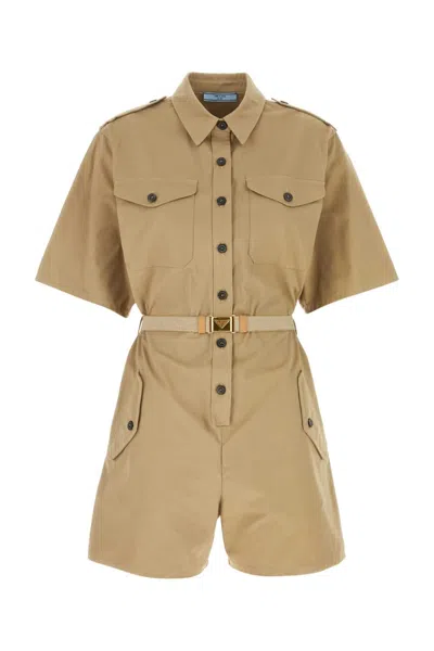Prada Cotton Jumpsuit In Green