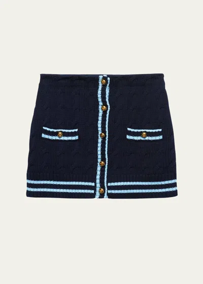 Prada Cotton Knit Mini Skirt In F0g6n Blu Azzurro
