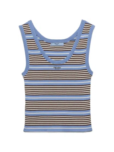 Prada Tanktop Aus Baumwollstrick In Blue