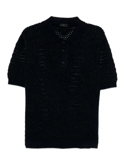 Prada Cotton Linen Polo Neck In Black