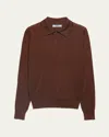 Prada Cotton Long-sleeve Polo Sweater In Brown