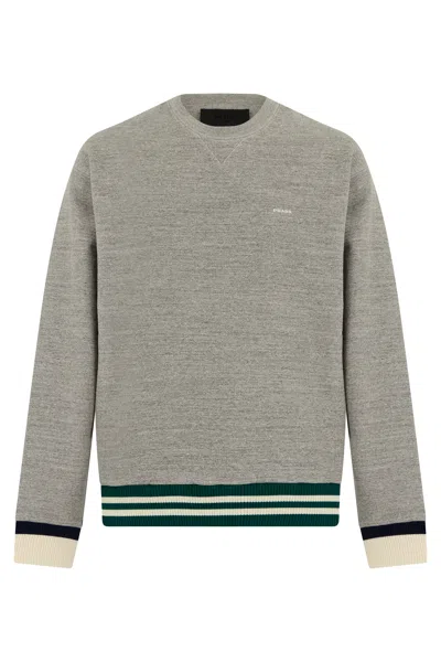 Prada Cotton Long-sleeve Round Neck Sweatshirt For Men In Gray