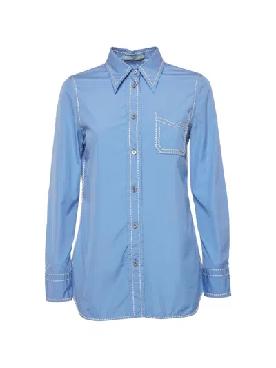 Pre-owned Prada Cotton Long-sleeve Shirt In Blue