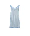 Prada Womens Light Blue Sleeveless Triangle-plaque Cotton Mesh Top In Astral Blue