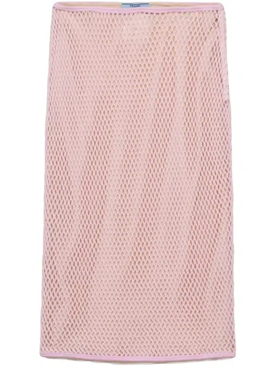 PRADA COTTON MESH MIDI SKIRT