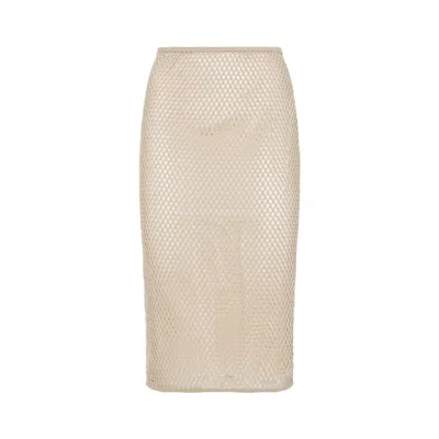 Prada Cotton Midi Skirt In Neutral