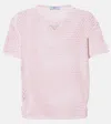 Prada T-shirt Aus Baumwoll-mesh In Pink