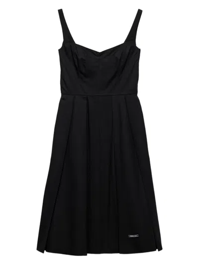 Prada Blue Cotton Canvas Dress In F0002 Nero