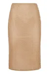 Prada Cotton Midi Skirt In Nude