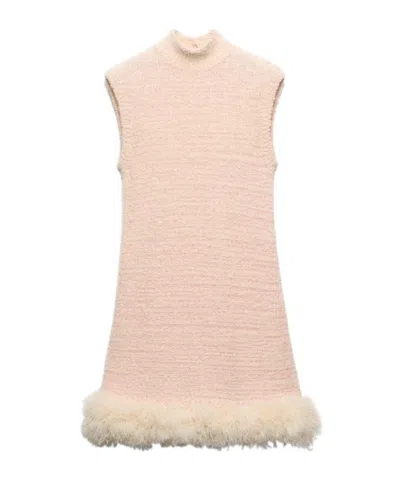 Prada Cotton Mini Dress In Alabasterrosa