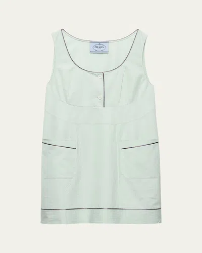 Prada Button Pocket Mini Dress In Blue