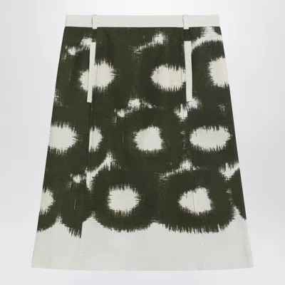 Prada Cotton Mini Skirt With Military Pattern In Green