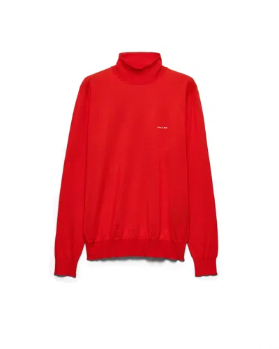 Prada Pullover Mit Schildkrötkragen Aus Baumwolle In Red