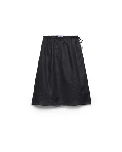 Prada Cotton Organdy Midi-skirt In Black