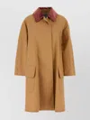 Prada Cotton Overcoat With Contrast Collar And Front Pockets