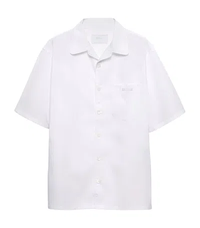 Prada Cotton Shirt With Short Sleeves And Pockets In White