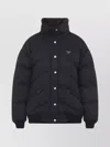 Prada Cotton Padded Jacket Stand-up Collar In Black
