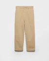 Prada Men's Cotton Gabardine Flat-front Pants In Neutral