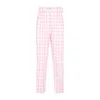 Prada Single-pleated Vichy Cotton Pants With Belt In Purple