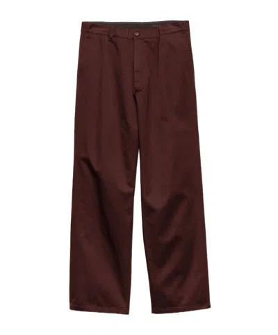 Prada Cotton Pants In Burgundy